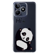 Realme C53 Uyumlu Sevimli Panda Desenli Şeffaf Telefon Kılıfı