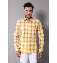 Ekoseli Slimfit Sarı Gömlek - Wessi