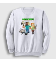 Presmono Unisex Beyaz Miners Minecraft Sweatshirt 29564tt (Beyaz)