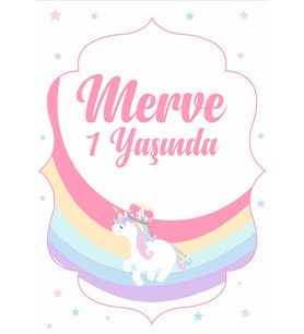 Unicorn Temalı Doğum Günü Afişi 35X50 cm
