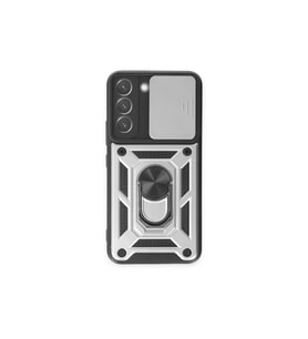 Samsung Galaxy S24 Kılıf Pars Lens Yüzüklü Silikon - Gümüş