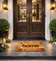 Esnature Home Bohem Temalı Dağ ve Yaprak Desenli Kapı Önü Paspası 45x70 Cm