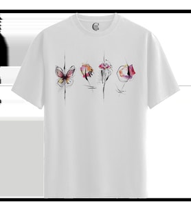 Flutter Bloom - %100 Pamuklu Kadın Beyaz Tişört - Premium Quality