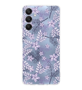 PrintiFy Samsung Galaxy A26 ile Uyumlu Kamera Korumalı Floral Lila Tasarımlı Şeffaf Silikon Kılıf