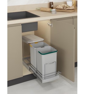 Starax S-2392-G Teleskopik Raylı Plastik 12+12 Lt. Gri Çöp Kovası