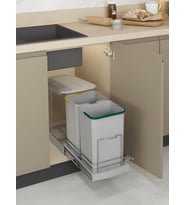 Starax S-2392-G Teleskopik Raylı Plastik 12+12 Lt. Gri Çöp Kovası