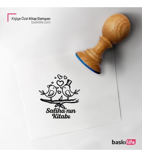 Sevgili Kuşlar Kişiye Özel Kitap Damgası Kitap Mührü Kaşe Kitap Mühür Özel Damga 435