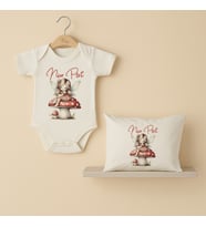 Pia Baby Premium %100 Pamuk İsme Özel Organik Baskılı Çıtçıtlı Bebek Body Ve Yastık Kılıfı 5093-19 (Ekru)