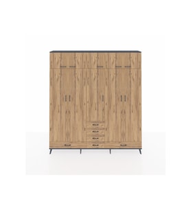 Arges Gardrop 6 Raflı 6 Çekmeceli 4 Askılı 220x30x243 Antrasit-Çam