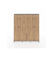 Arges Gardrop 6 Raflı 6 Çekmeceli 4 Askılı 220x30x243 Antrasit-Çam