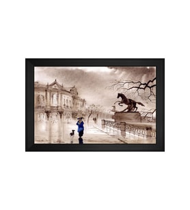 Manzara Temalı Kanvas Tablo 50 x 70 cm Siyah Çerçeve