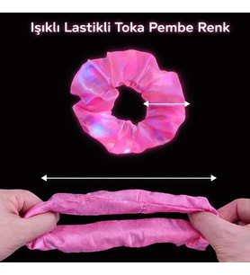 Pembe Renk Led Işıklı Lastikli Saç Tokası - 3 Modlu Festival & Parti Saç Tokası