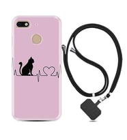 General Mobile GM8 Go GM9 GM20 Pro Plus Kılıf Boyun Askılı Silikon Pink Cat Heart 1303