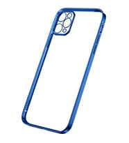ALLY İPhone 12 Pro 6.1 Metal Görünümlü Darbeye Dayanıklı Silikon Kılıf (Mavi)