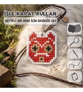 Etamina Anime Hediye Hobi Seti: Prenses Mononoke Kanaviçe ve Etamin Anahtarlık Kiti