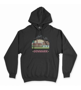 Danimarka Siyah Kapşonlu Sweatshirt Hoddie