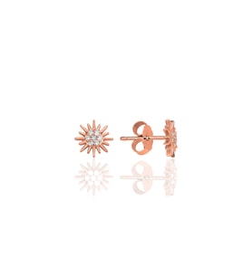 Gümüş rose zirkon taşlı  güneş küpe SGTL12333ROSE