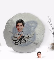 BK Gift Kişiye Özel İsimli Erkek Kaptan Pilot Karikatürlü Yuvarlak Dekoratif Kırlent Yastık-1