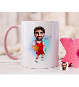 Bk Gift Kişiye Özel Basketbol Karikatürlü Pembe Kupa Bardak-5, Sevgiliye Hediye, Arkadaşa Hediye