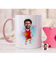 Bk Gift Kişiye Özel Basketbol Karikatürlü Pembe Kupa Bardak-5, Sevgiliye Hediye, Arkadaşa Hediye