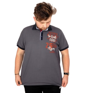 Mode XL Büyük Beden T-shirt Polo Maximum Height 21319 Füme
