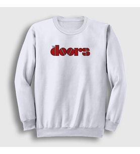 Presmono Unisex Beyaz Red Logo The Doors Sweatshirt 116570tt