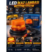 Tepe Lambası Çakmaklık Fişli Çakarlı Mıknatıslı 3 Modlu 12-110 Volt