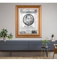 Altın Paspartulu Atatürk  Çerçeveli Tablo C199 (Gold)