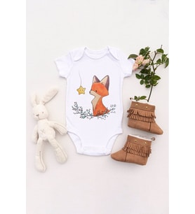 Unisex Bebek Küçük Tilki Baskılı Body Zıbın