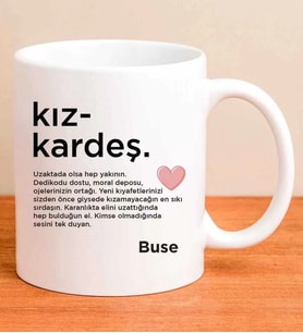 Kişiye Özel İsimli Kupa Bardak - Kız Kardeş