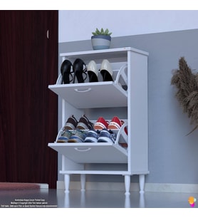 Modilayn UMAY Ayaklı Kapı Önü 52 x 90 x 26 cm’ lik 2 Düşer Kapak 4 Göz Bölmeli Ayakkabılık