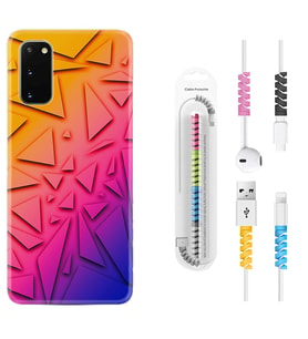 Samsung A02S A03S A10 A12 A13 A21S A22 Kılıf Kablo Koruma Spiral Silikon Üçgenler 1635