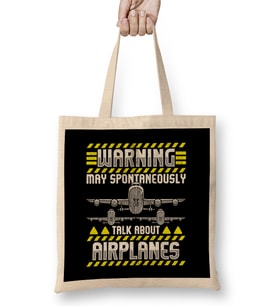 Warning May Spontaneously Talk About Airplanes Bez Çanta Uzun Saplı