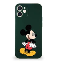 Apple iPhone 12 Mini Soft Premier Kapak Mickey Mouse-D Tasarımlı Silikon Kılıf - Yeşil (Şeffaf)