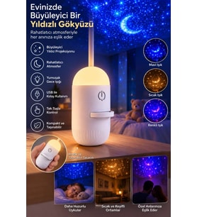 Yıldız Projeksiyonlu Gece Lambası USB Uyumlu Taşınabilir