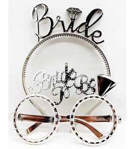 Bride Yazılı Taç Ve Bride To Be Yazılı Gözlük Seti Gümüş Renk
