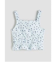 LCW Kids Ekru Kare Yaka Çiçekli Kız Çocuk Crop Bluz