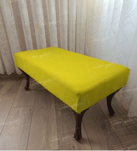 Ayak Ucu Kapı Önü Antre Düz Bench Puf Orta Sehpa Ceviz Ayak (110*45) (Sarı)
