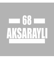 68 Aksaraylı Araba Sticker siyah 16x9 CM (Beyaz)