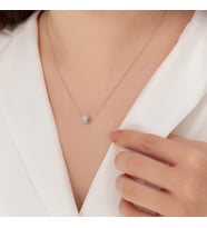 Gümüş Zirkon Taşlı Top Kolye 925 Aya