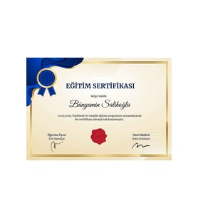 Sarı Lacivert Modern Eğitim Sertifika