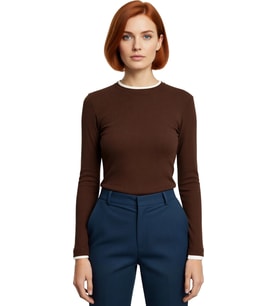 Kadın Casual Bluz Viskon Ribana Fitted Kesim Dik Yaka Uzun Kollu Esnek Kumaş Günlük Kullanım