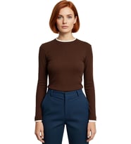 Kadın Casual Bluz Viskon Ribana Fitted Kesim Dik Yaka Uzun Kollu Esnek Kumaş Günlük Kullanım
