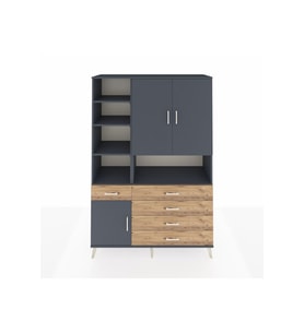 Hyperion Dolap 8 Raflı 5 Çekmeceli 3 Kapaklı 132x44x195 Antrasit-Antrasit/Çam
