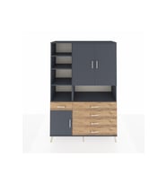 Hyperion Dolap 8 Raflı 5 Çekmeceli 3 Kapaklı 132x44x195 Antrasit-Antrasit/Çam