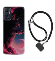 Infınix Hot 12 Kılıf Resimli Boyun Askılı İpli Desenli Silikon Wolf and Moon 1380