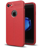 Apple iPhone 8 Kılıf Esnek Pu-Deri Leather-Pu Serisi Protected Case (Kırmızı)