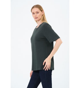Kadın Bisiklet Yaka Kısa Kollu  Basic T-Shirt - İnterlok Kumaş