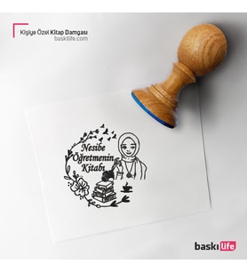 Öğretmen Kişiye Özel Kitap Damgası Kitap Mührü Kaşe Kitap Mühür Özel Damga 443