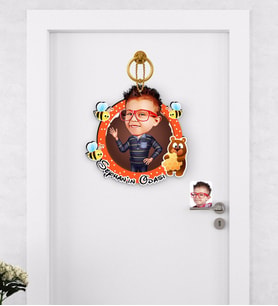 BK Gift Kişiye Özel Erkek Çocuk Karikatürlü Çocuk Odası Ahşap Kapı Süsü-2